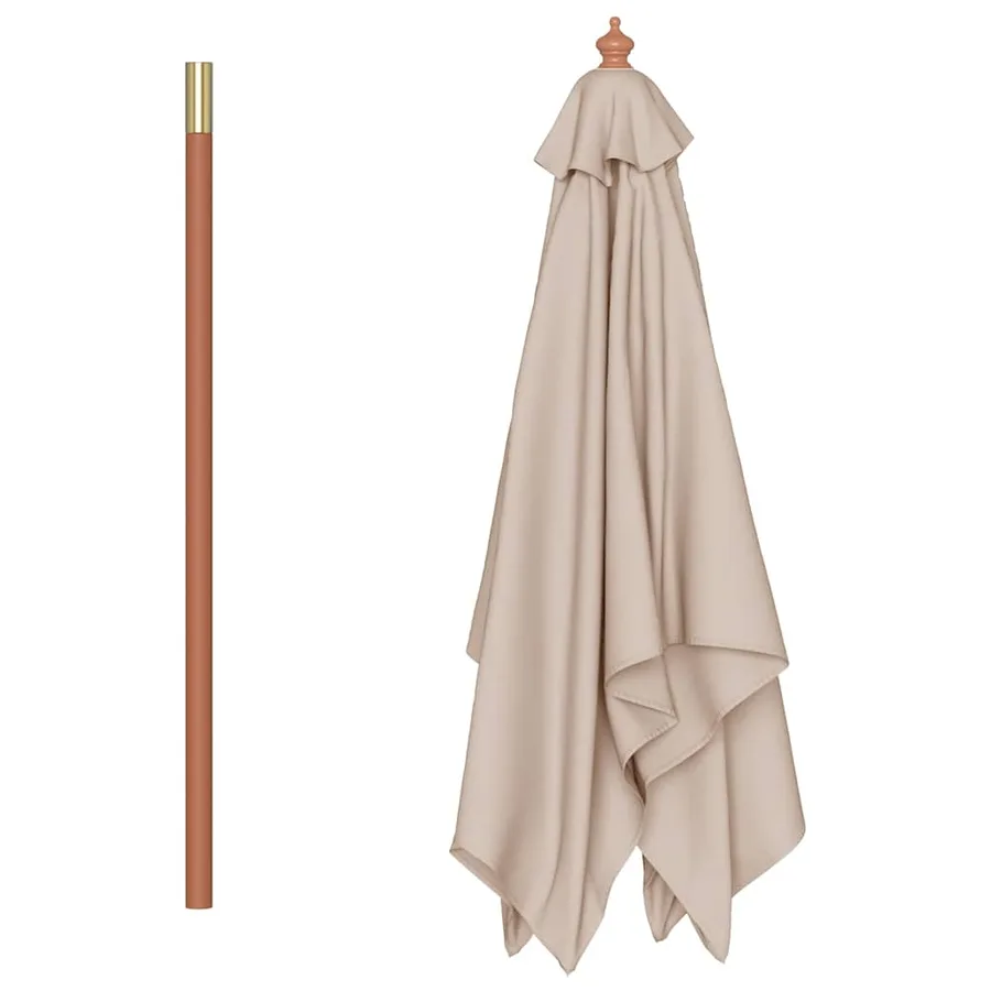 Parasol d'extérieur avec mât en bois 150x200 cm taupe - 5