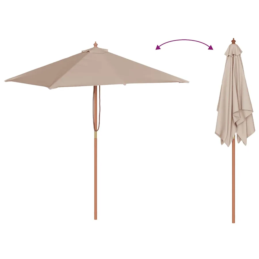 Parasol d'extérieur avec mât en bois 150x200 cm taupe - 6