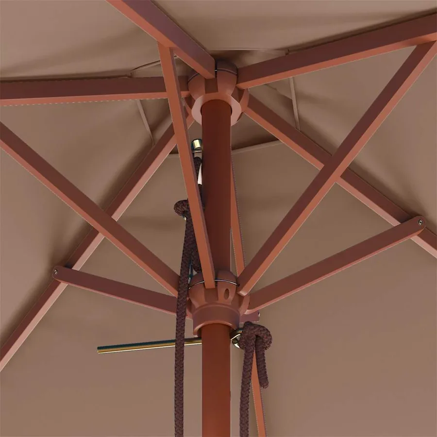 Parasol d'extérieur avec mât en bois 150x200 cm taupe - 8