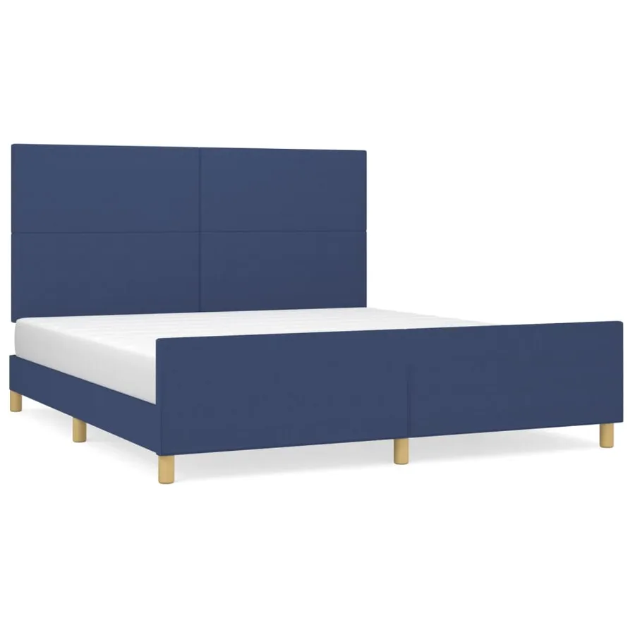 Cadre de lit sans matelas bleu 160x200 cm tissu - 2