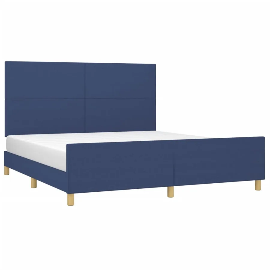 Cadre de lit sans matelas bleu 160x200 cm tissu - 3