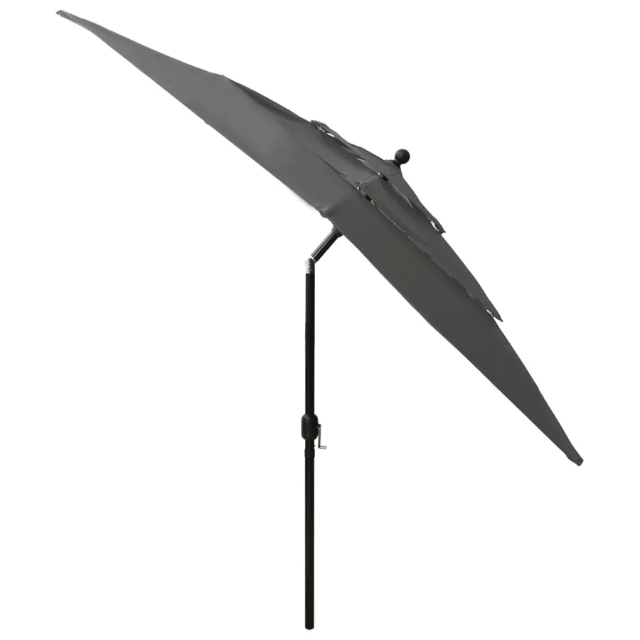 Parasol de jardin à 3 niveaux avec mât en aluminium anthracite - 4