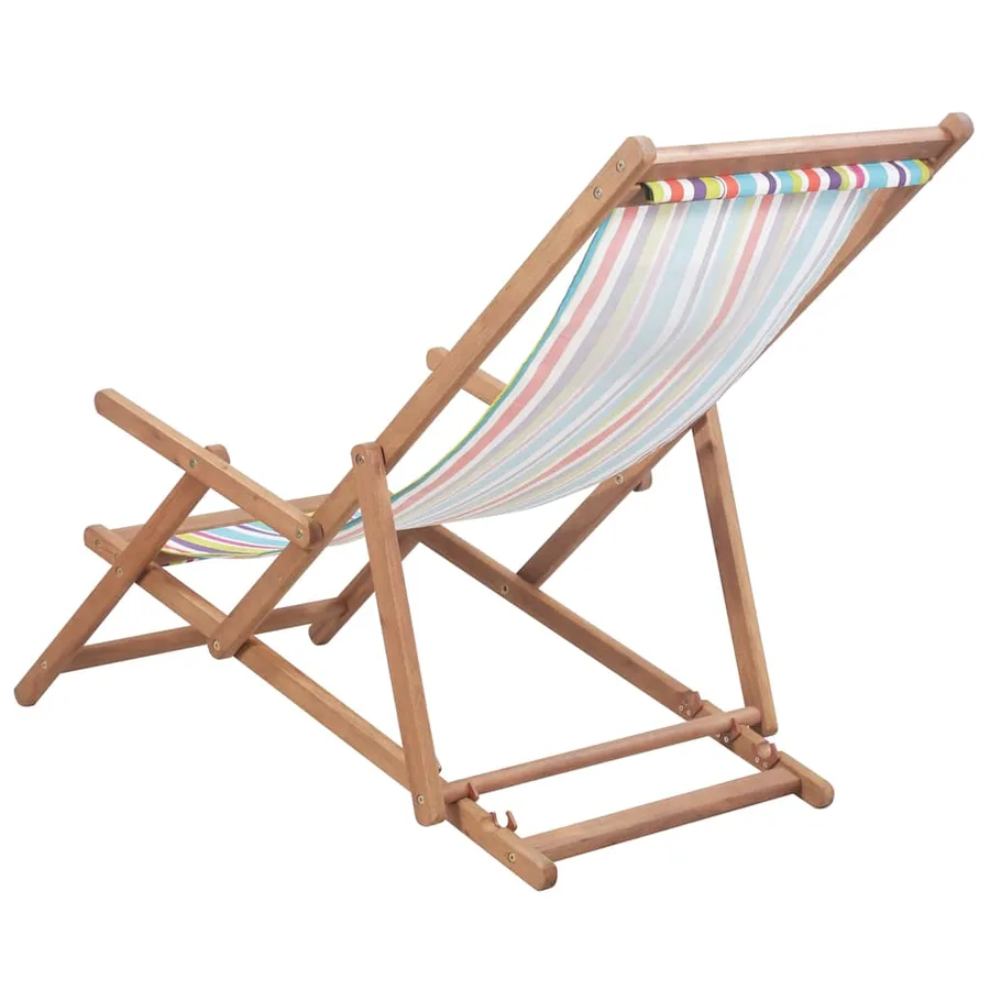 Chaise pliable de plage Tissu et cadre en bois Multicolore - 3