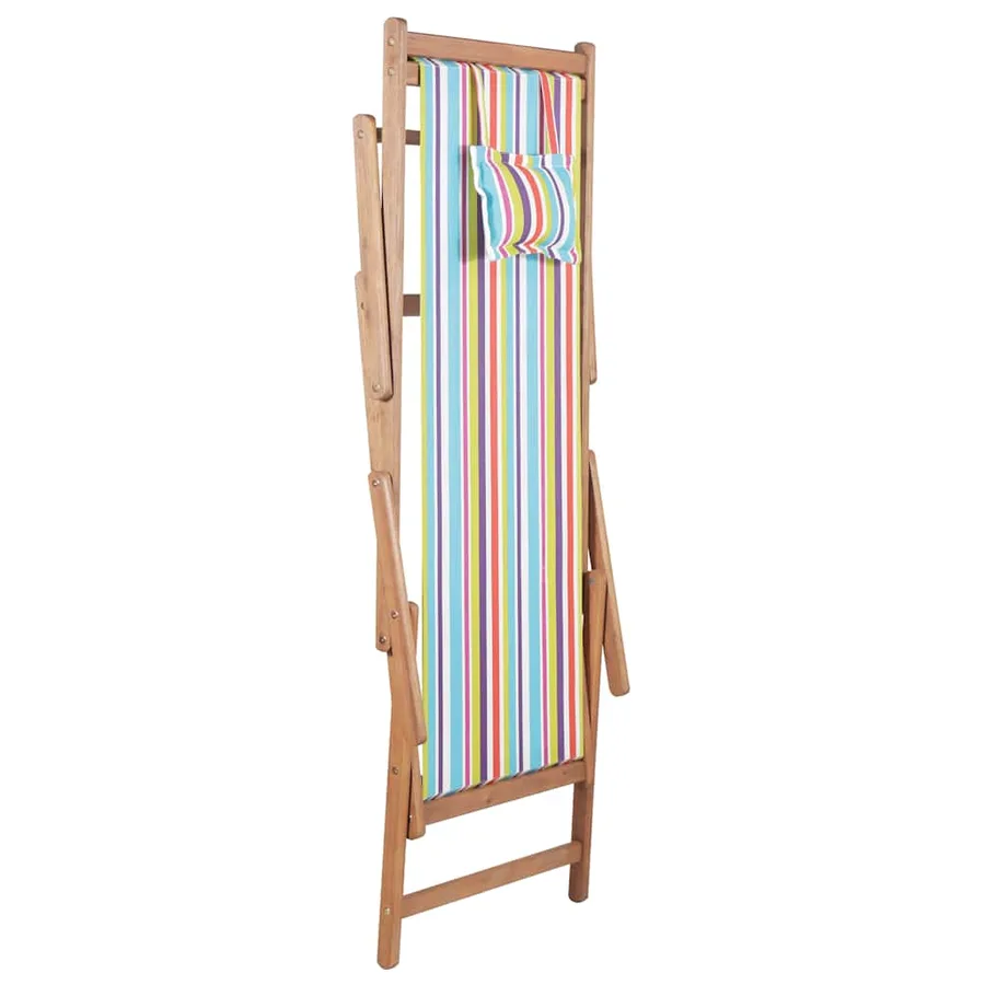 Chaise pliable de plage Tissu et cadre en bois Multicolore - 4