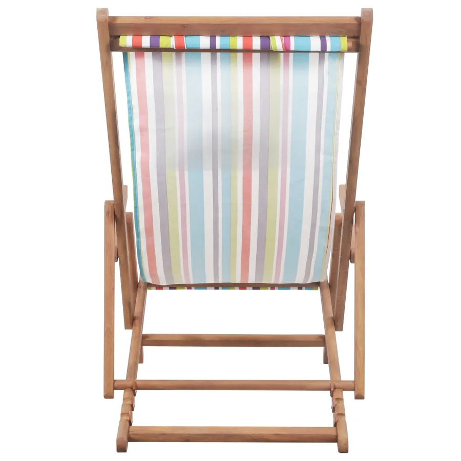 Chaise pliable de plage Tissu et cadre en bois Multicolore - 5