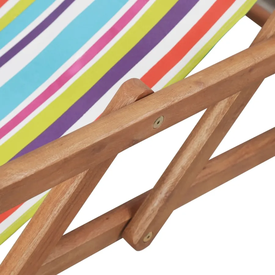 Chaise pliable de plage Tissu et cadre en bois Multicolore - 8