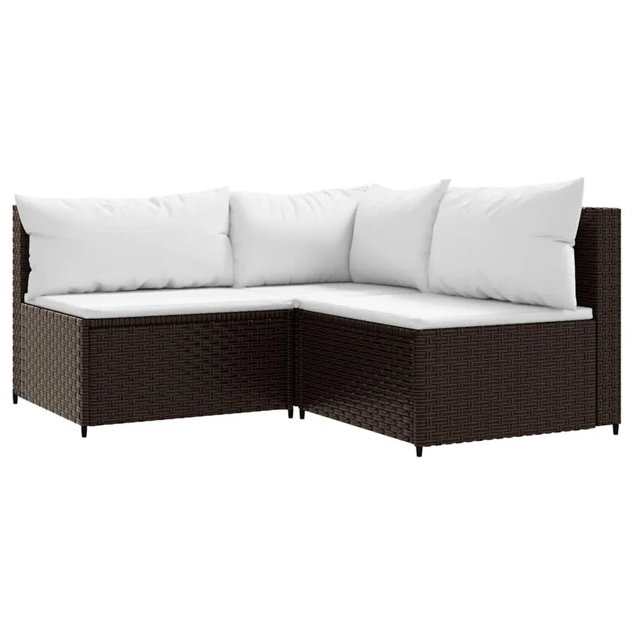 Salon de jardin 4 pcs avec coussins Marron Résine tressée - 3