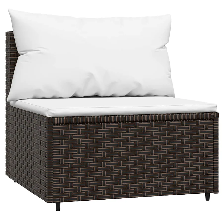 Salon de jardin 4 pcs avec coussins Marron Résine tressée - 5