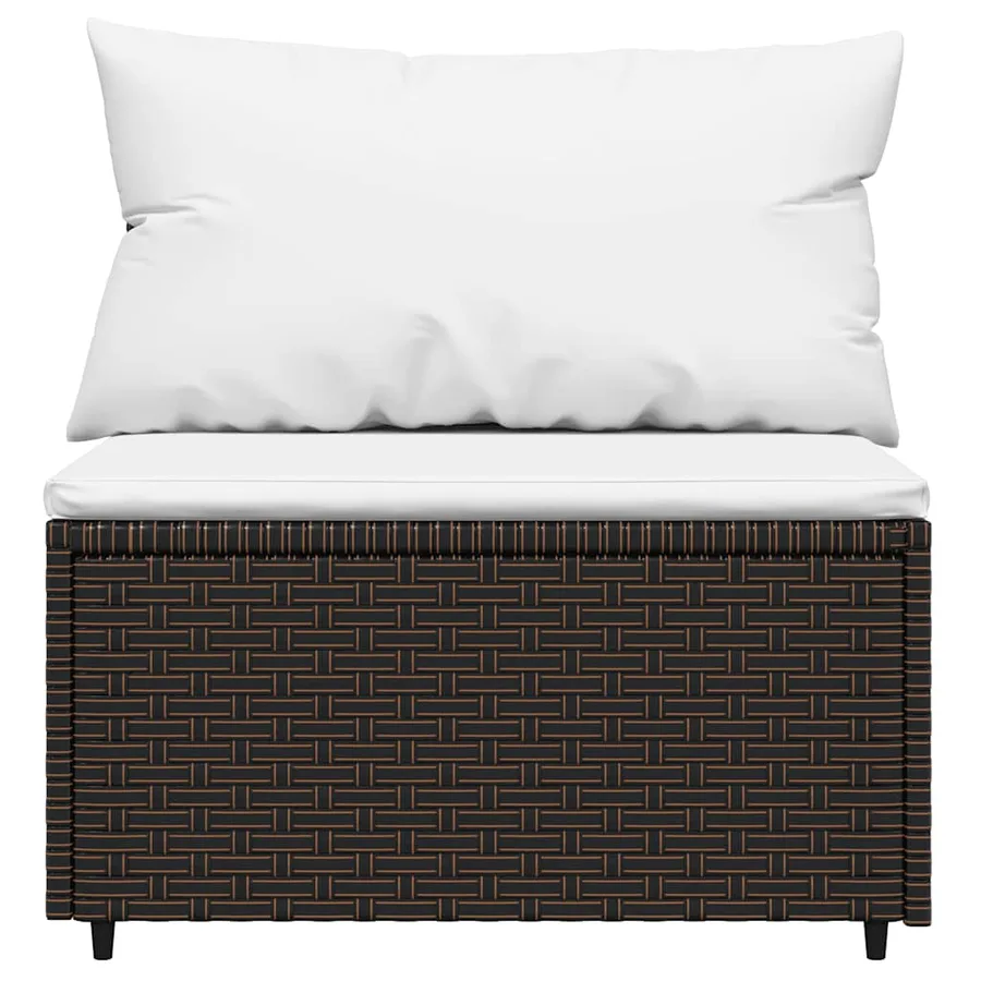 Salon de jardin 4 pcs avec coussins Marron Résine tressée - 6