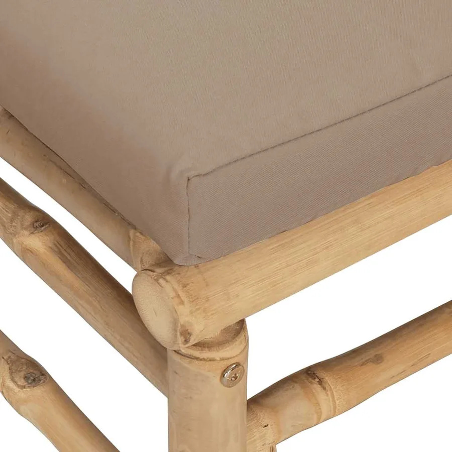 Salon de jardin 3 pcs avec coussins taupe bambou - 7