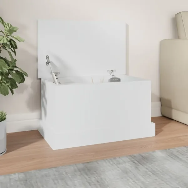 Coffre de rangement Blanc 50x30x28 cm Bois d'ingénierie
