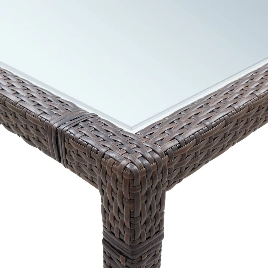 Table à manger de jardin Marron 200x200x74 cm Résine tressée - 3