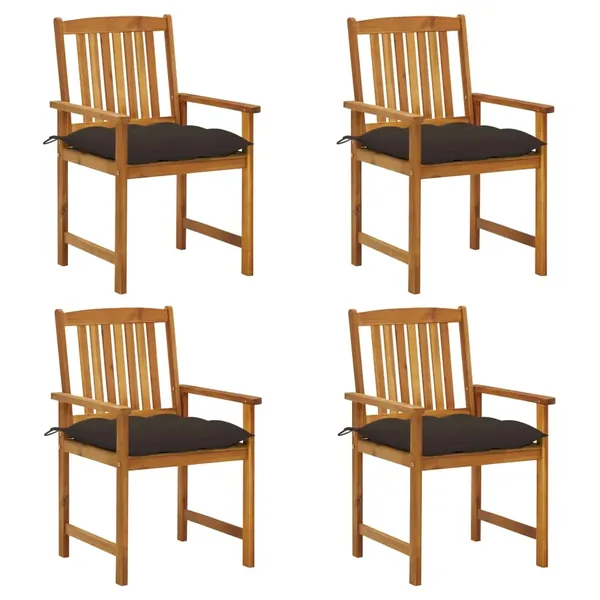 Chaises de jardin avec coussins lot de 4 Bois d'acacia massif