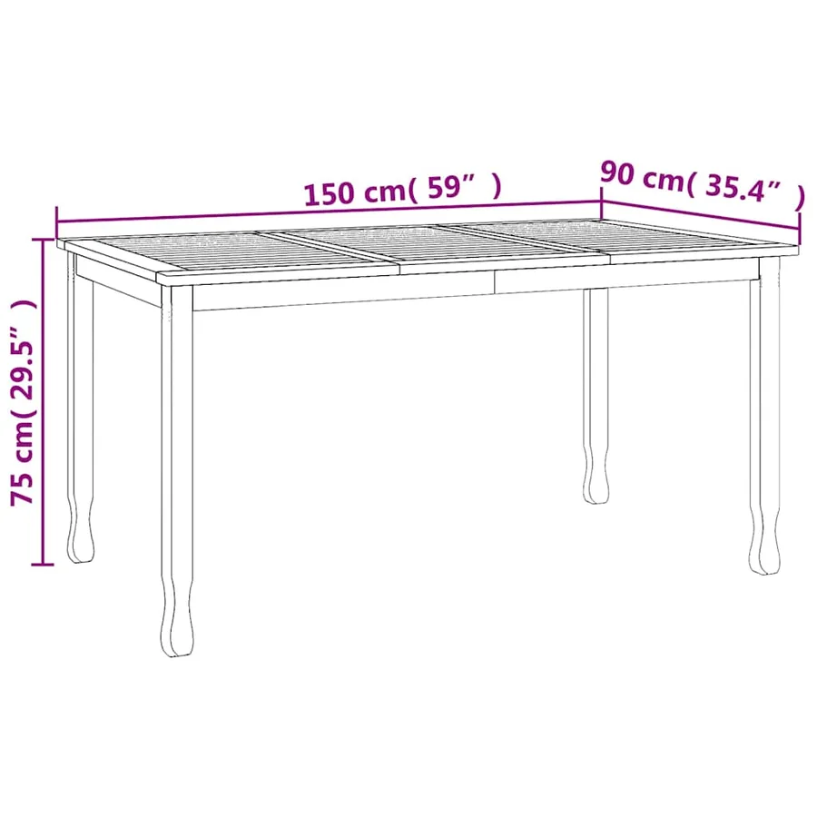 Table à dîner de jardin 150x90x75 cm bois massif de teck - 7