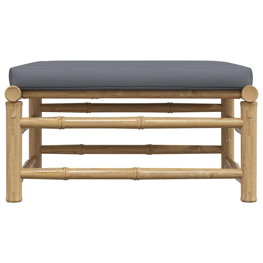 Repose-pied de jardin avec coussin gris foncé Bambou - 5