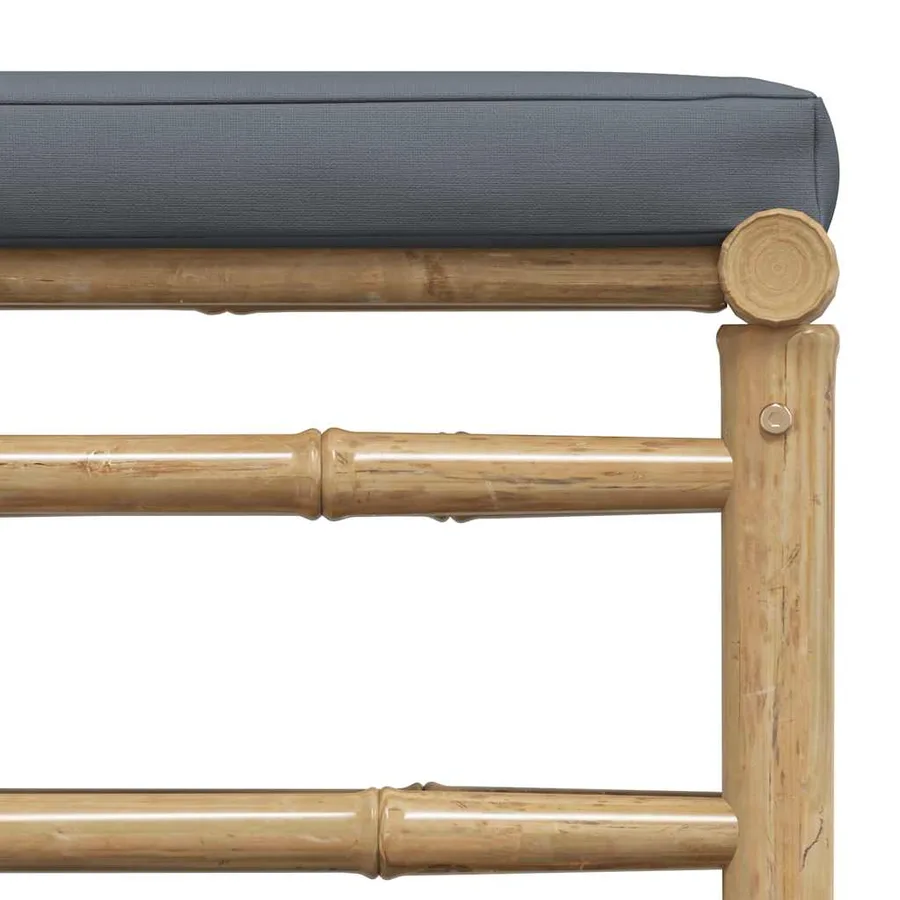 Repose-pied de jardin avec coussin gris foncé Bambou - 9
