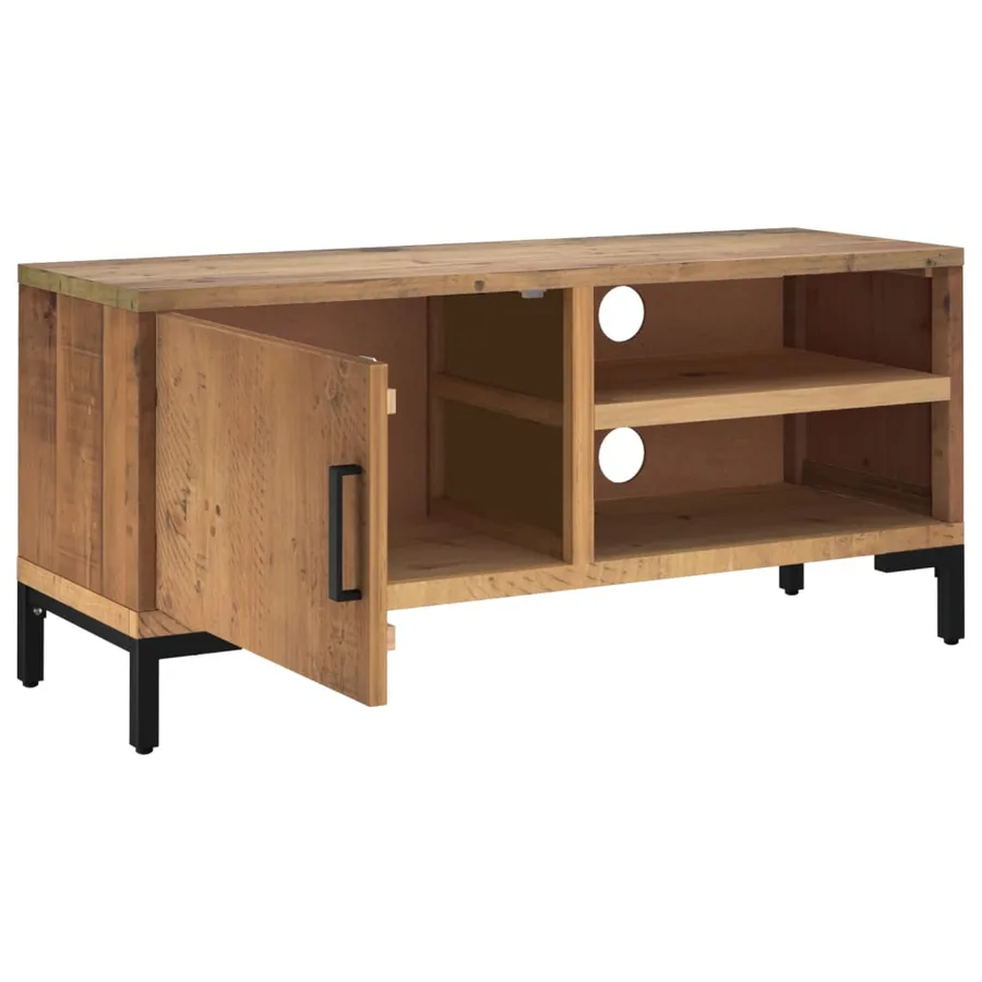 Meuble TV Marron 90x30x40 cm Bois de pin massif - 4