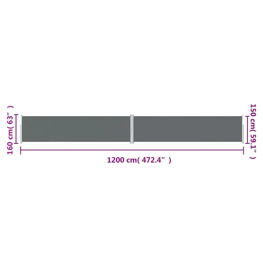 Auvent latéral rétractable Anthracite 160x1200 cm - 8