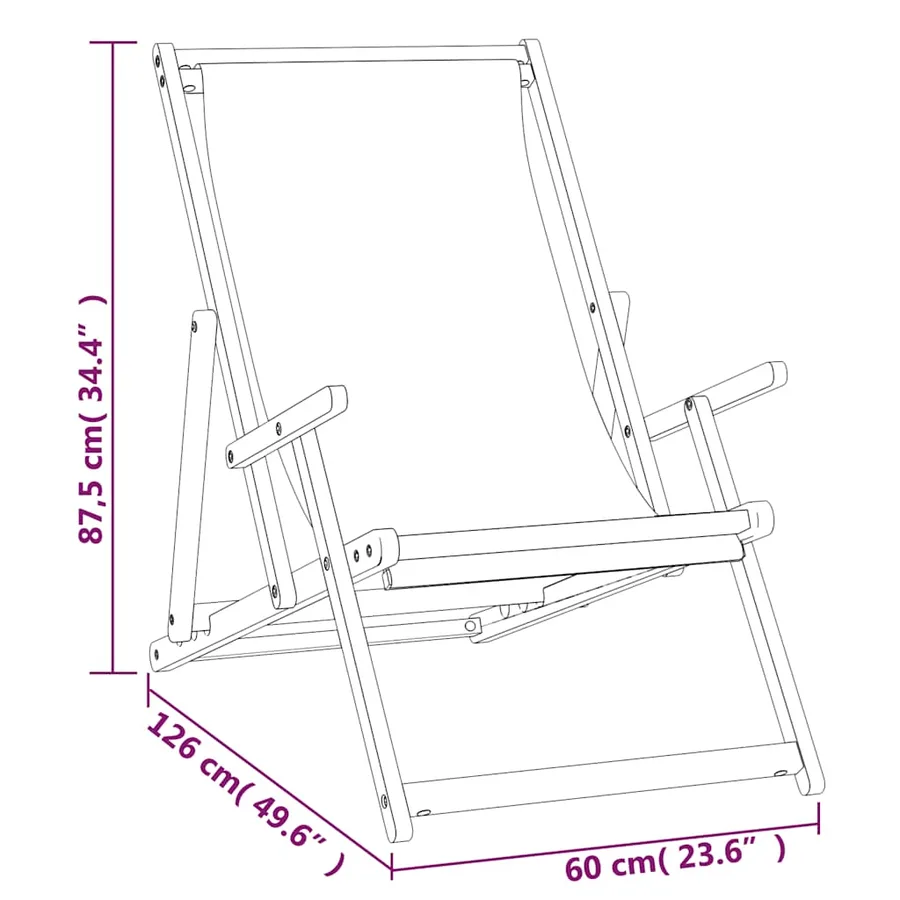 Chaise de plage pliable Bois de teck solide Crème - 9