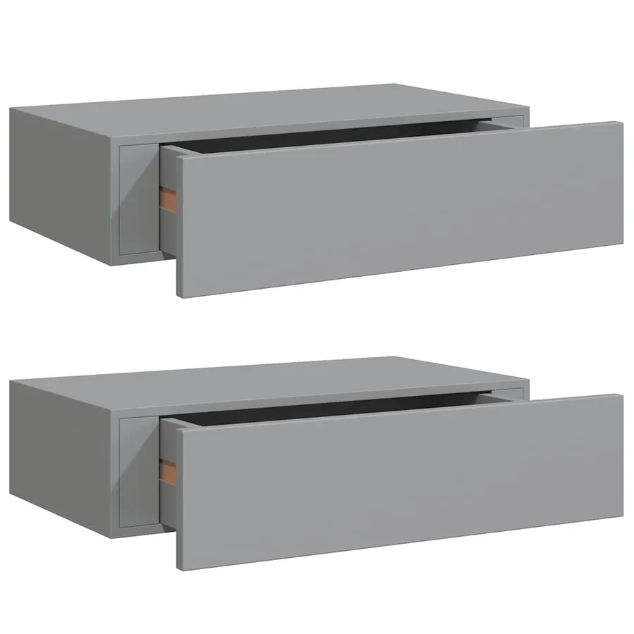 Étagères à tiroirs murales 2 pcs gris 40x23,5x10 cm MDF - 2
