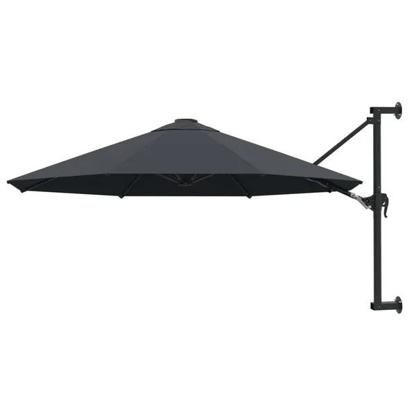 Parasol mural avec mât métallique 300 cm Anthracite