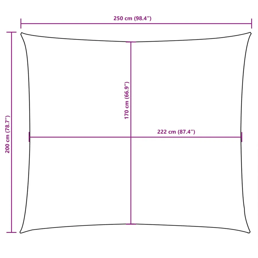 Voile de parasol tissu oxford rectangulaire 2x2,5 m blanc - 10