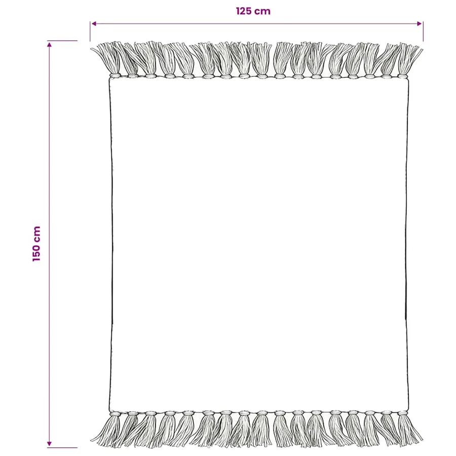 Couverture coton à rayures 125x150 cm Gris et Blanc - 7
