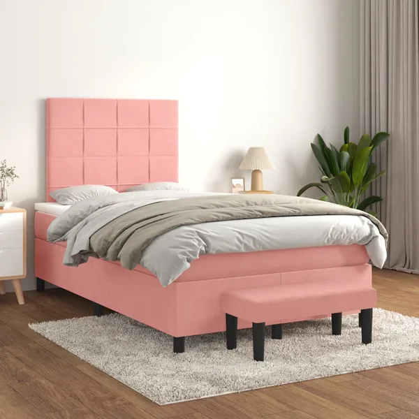 Sommier à lattes de lit avec matelas Rose 120x200 cm Velours