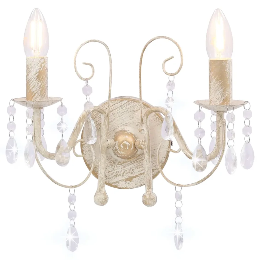Applique murale à perles Blanc antique 2 ampoules E14 - 3