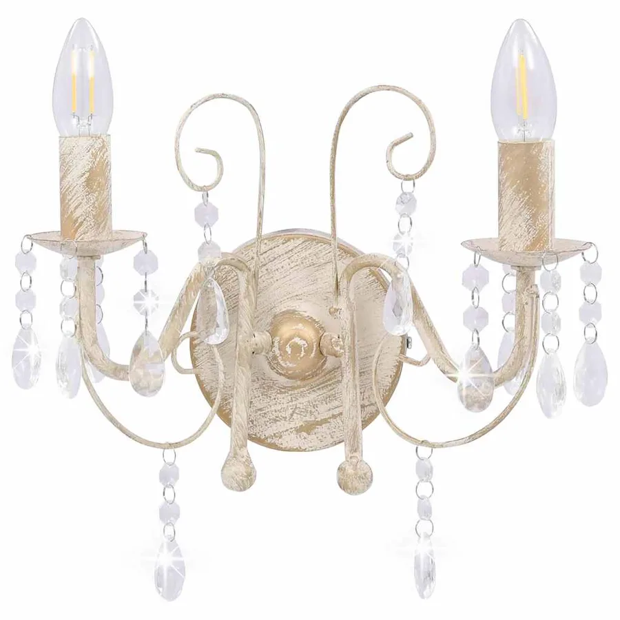 Applique murale à perles Blanc antique 2 ampoules E14 - 4