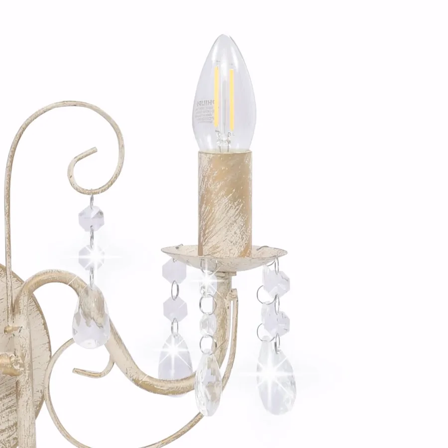 Applique murale à perles Blanc antique 2 ampoules E14 - 5