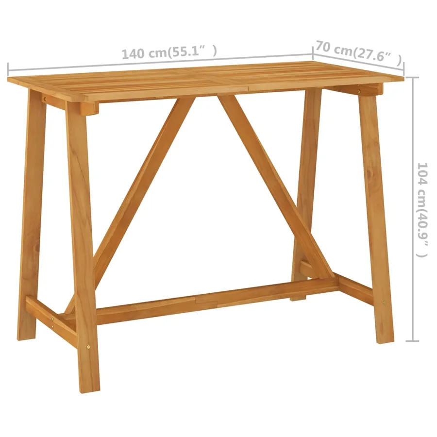 Table de bar de jardin 140x70x104 cm Bois d'acacia massif - 6