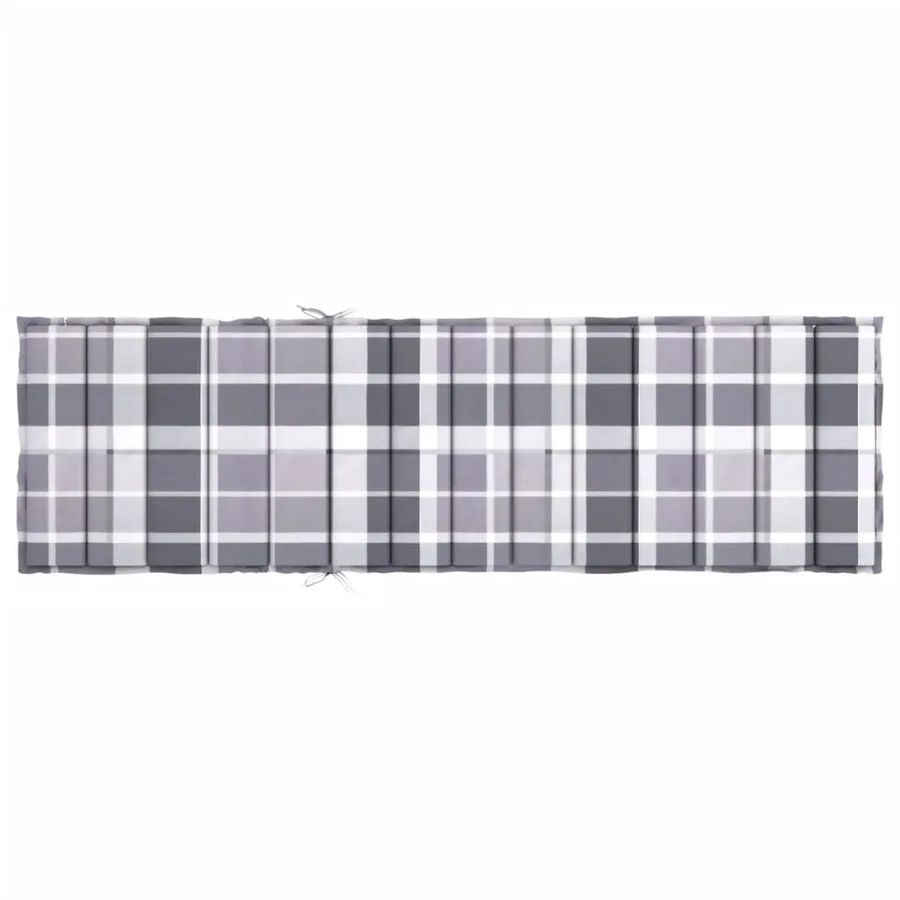 Coussin de chaise longue motif à carreaux gris 200x60x3 cm - 5