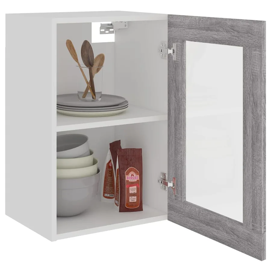 Vitrine suspendue "Lyon" Gris Sonoma 40 x 31 x 60 cm Bois d'ingénierie - 4