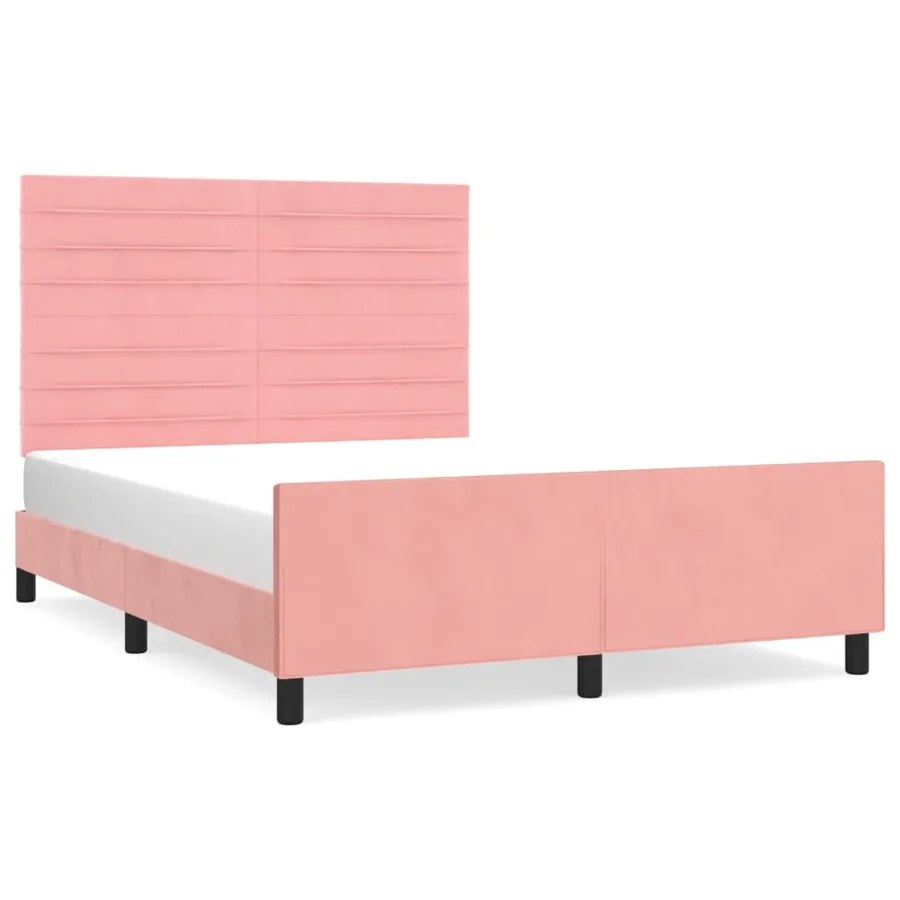 Cadre de lit sans matelas rose 140x190 cm velours - 2
