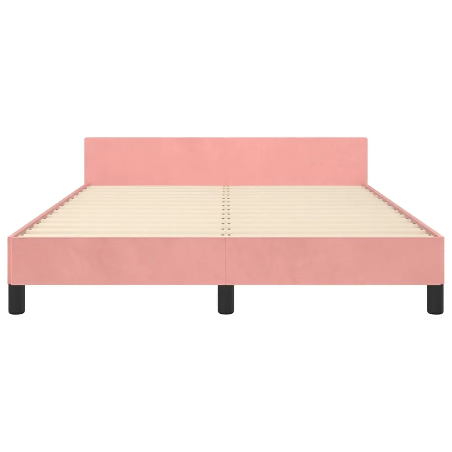 Cadre de lit sans matelas rose 140x190 cm velours - 6