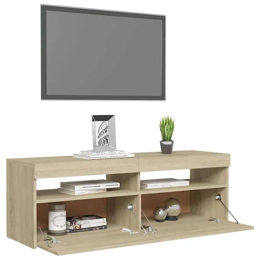 Meuble TV avec lumières LED chêne sonoma 120x35x40 cm - 6