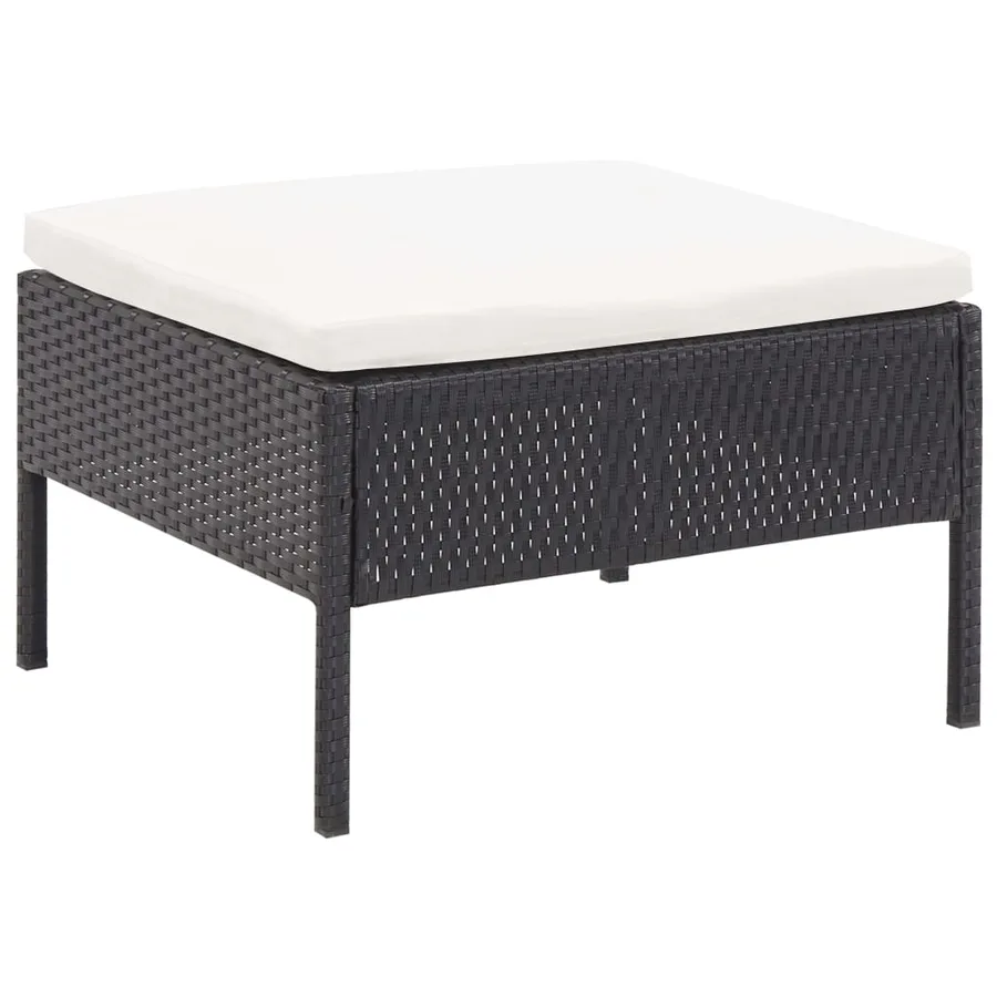 Salon de jardin 6 pcs avec coussins Résine tressée Noir - 10