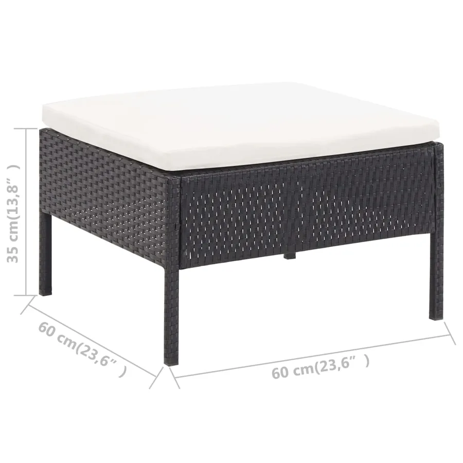 Salon de jardin 6 pcs avec coussins Résine tressée Noir - 17