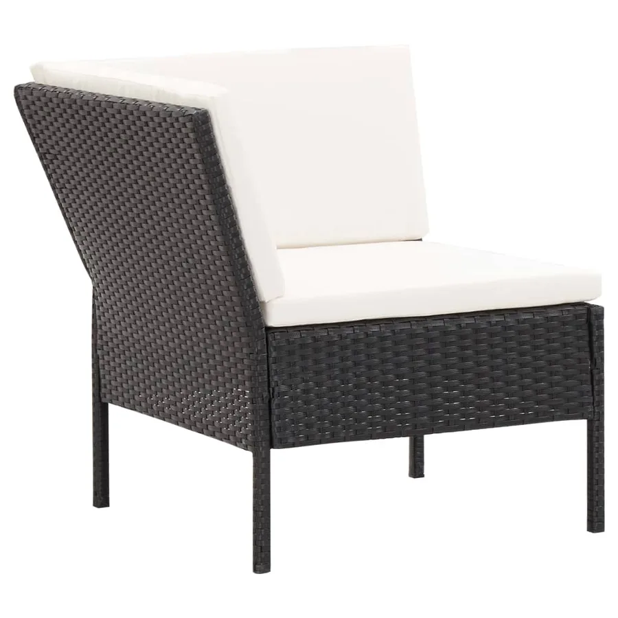 Salon de jardin 6 pcs avec coussins Résine tressée Noir - 3