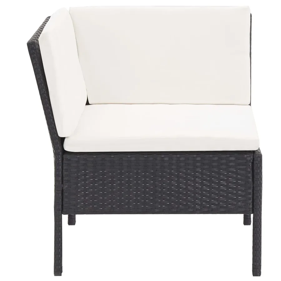 Salon de jardin 6 pcs avec coussins Résine tressée Noir - 4
