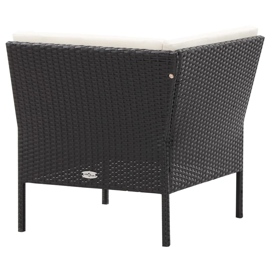 Salon de jardin 6 pcs avec coussins Résine tressée Noir - 5