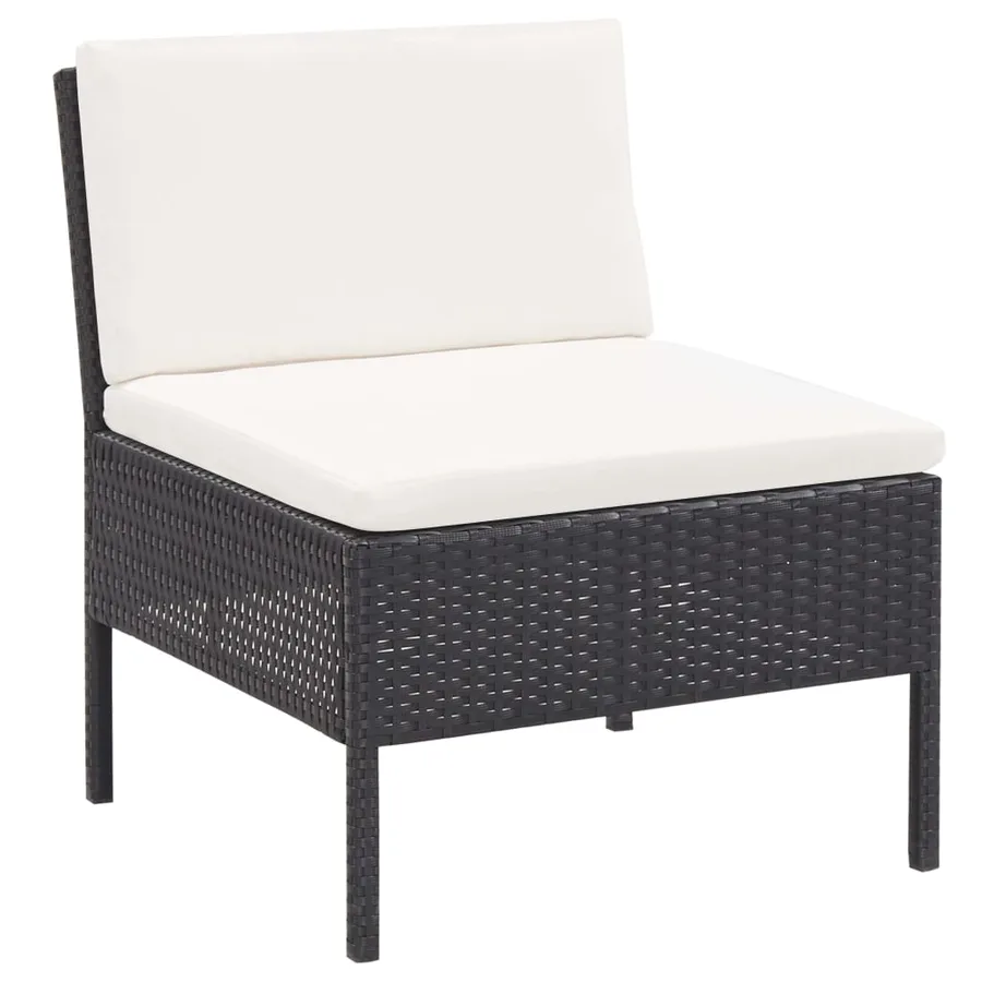 Salon de jardin 6 pcs avec coussins Résine tressée Noir - 6