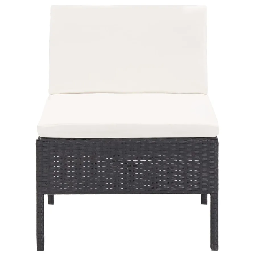 Salon de jardin 6 pcs avec coussins Résine tressée Noir - 7