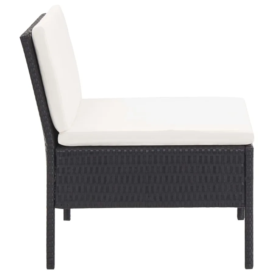 Salon de jardin 6 pcs avec coussins Résine tressée Noir - 8