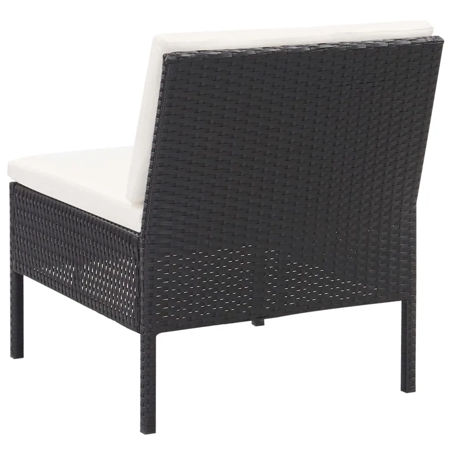Salon de jardin 6 pcs avec coussins Résine tressée Noir - 9