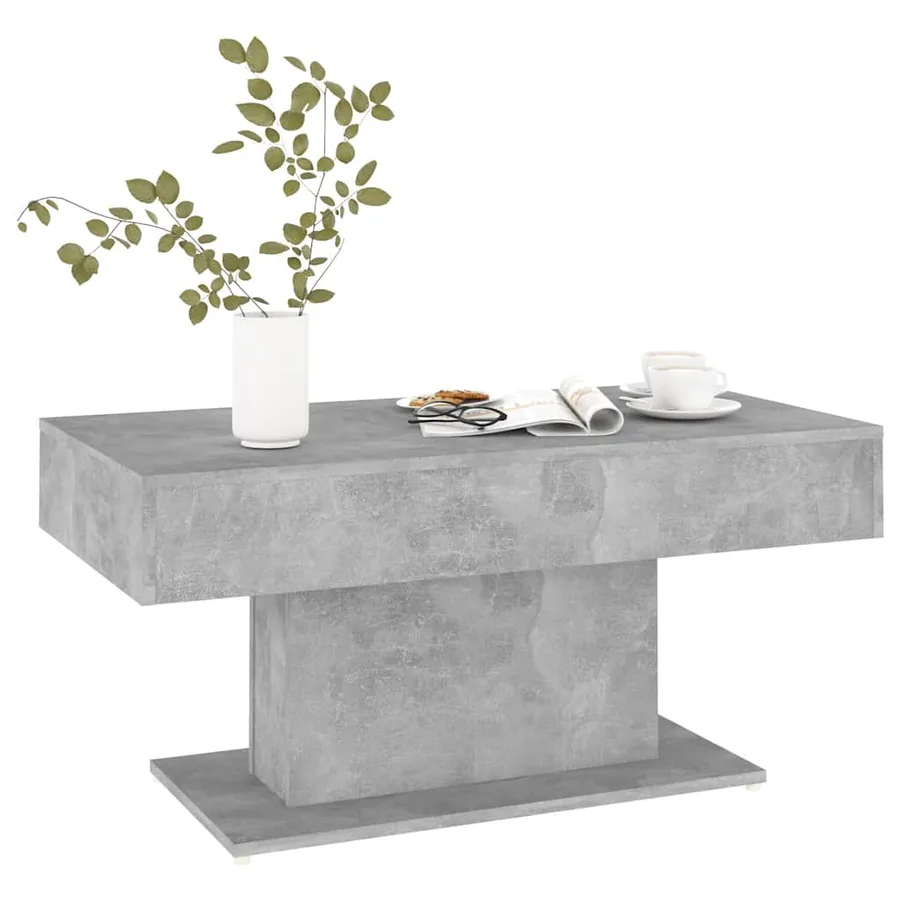 Table basse gris béton 96x50x45 cm bois d'ingénierie - 3