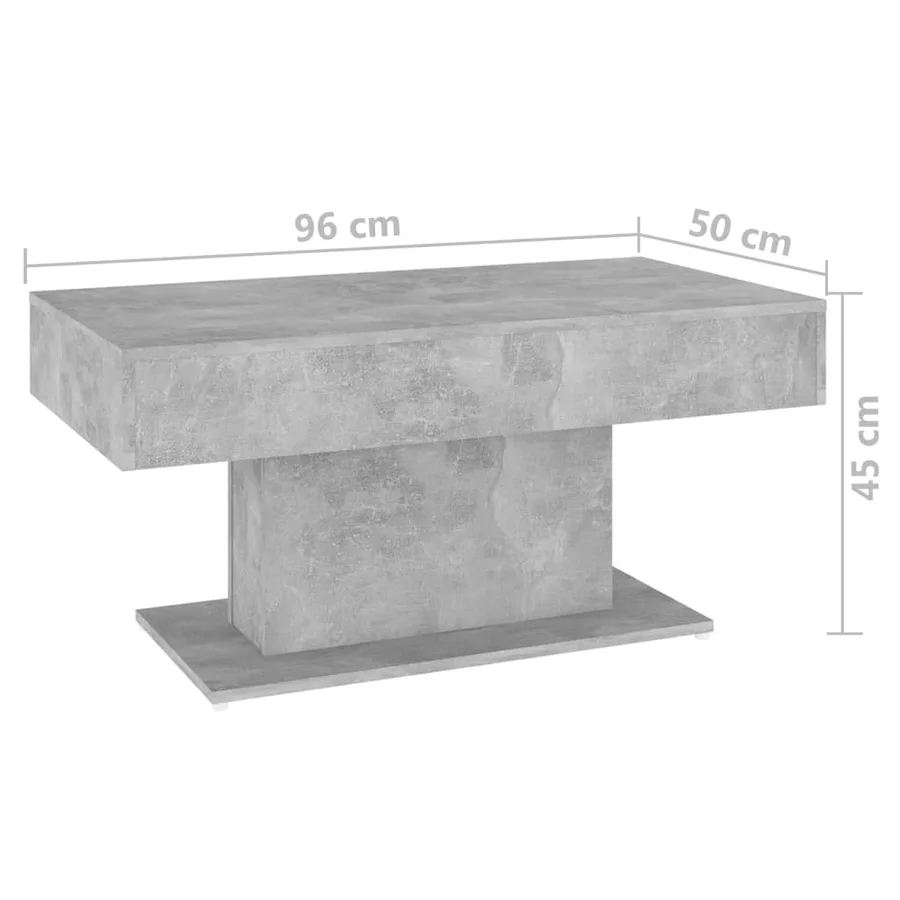 Table basse gris béton 96x50x45 cm bois d'ingénierie - 6