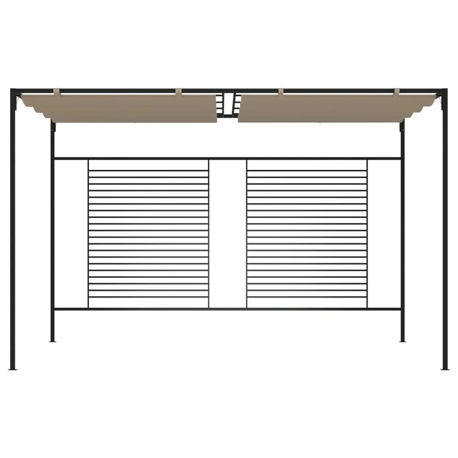 Belvédère avec auvent rétractable 3x4x2,3 m Taupe 180 g/m² - 2