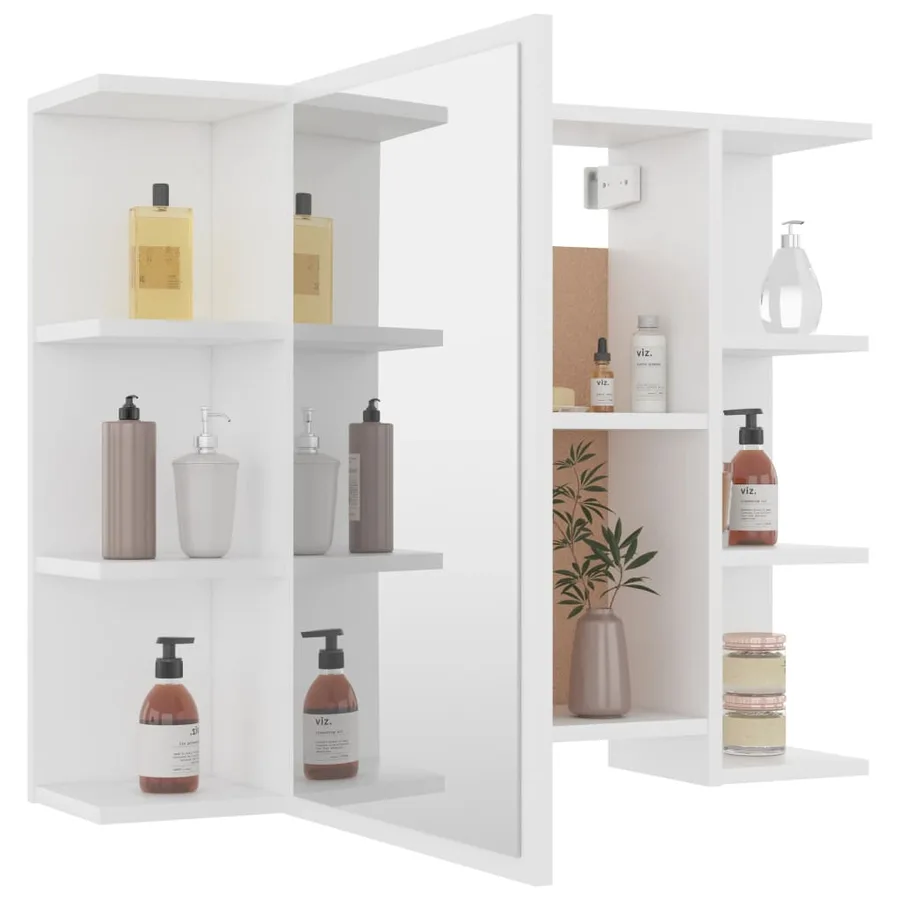 Armoire à miroir de salle de bain Blanc Bois d’ingénierie - 4